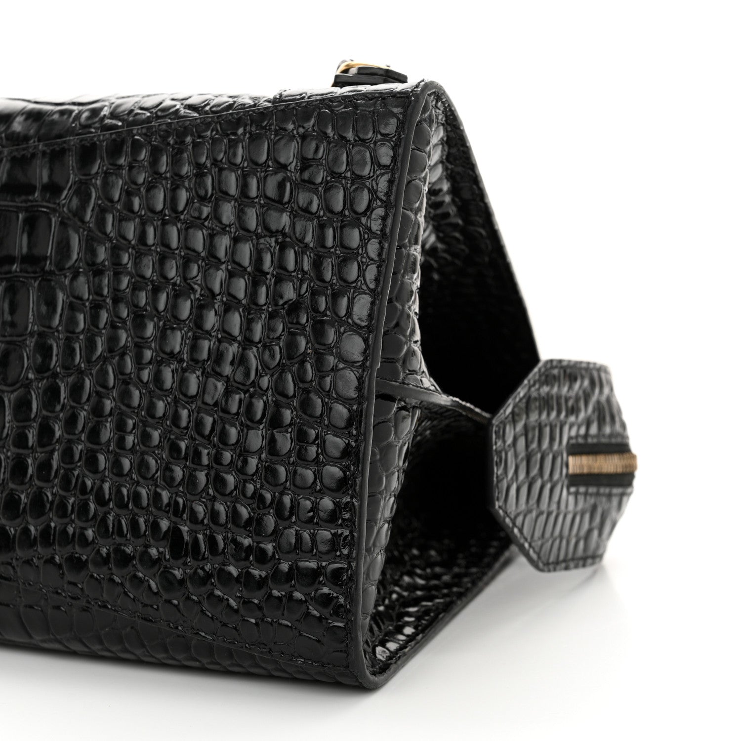 Balenciaga Shiny Supple Calfskin Crocodile Embossed Brass Hardware Neo Classic City Black 9 of 13