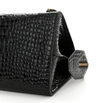 Balenciaga Shiny Supple Calfskin Crocodile Embossed Brass Hardware Neo Classic City Black 9 of 13