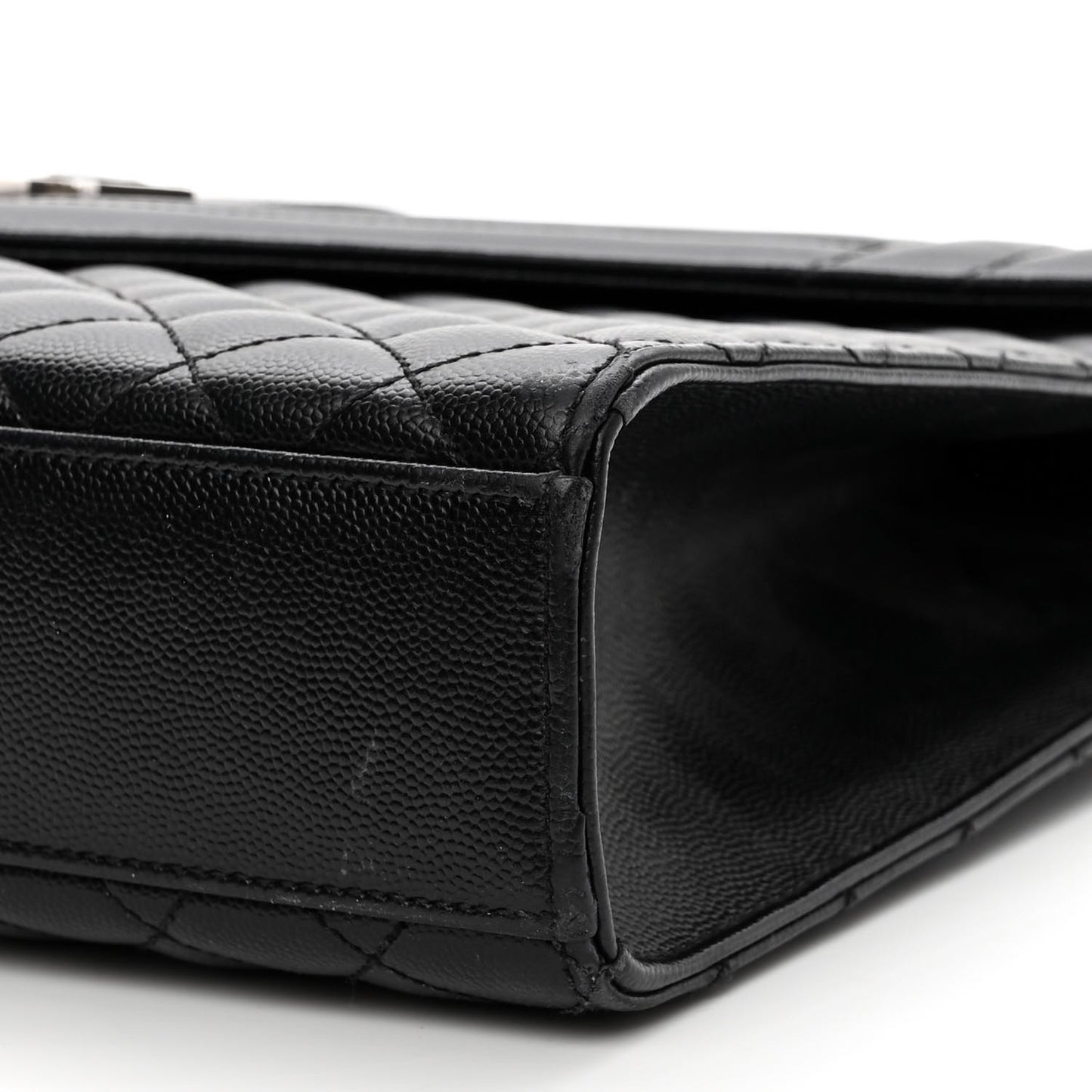 Grain De Poudre Textured Mixed Matelasse Large Triquilt Monogram Satchel Black