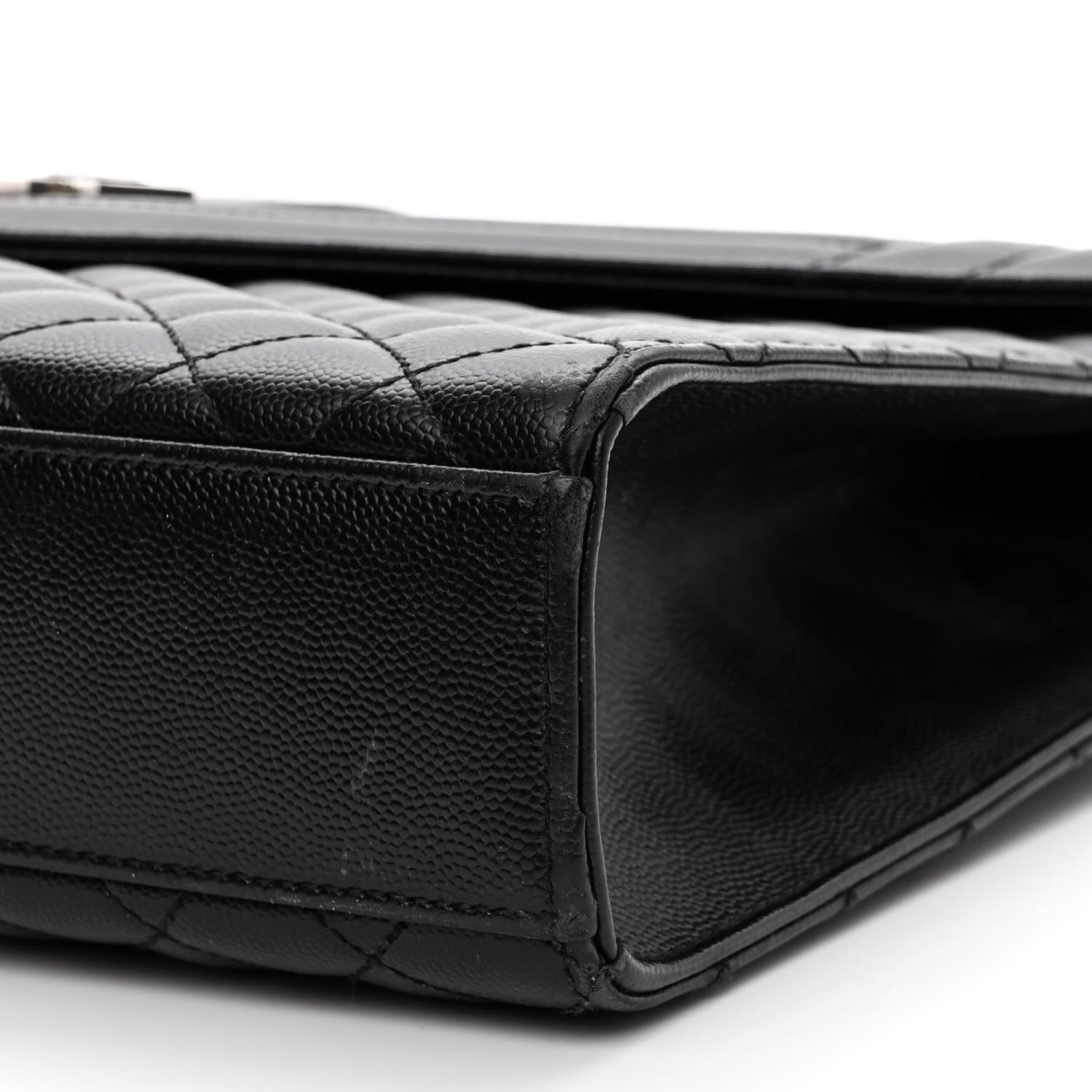 Saint Laurent Grain De Poudre Textured Mixed Matelasse Large Triquilt Monogram Satchel Black 11 of 12