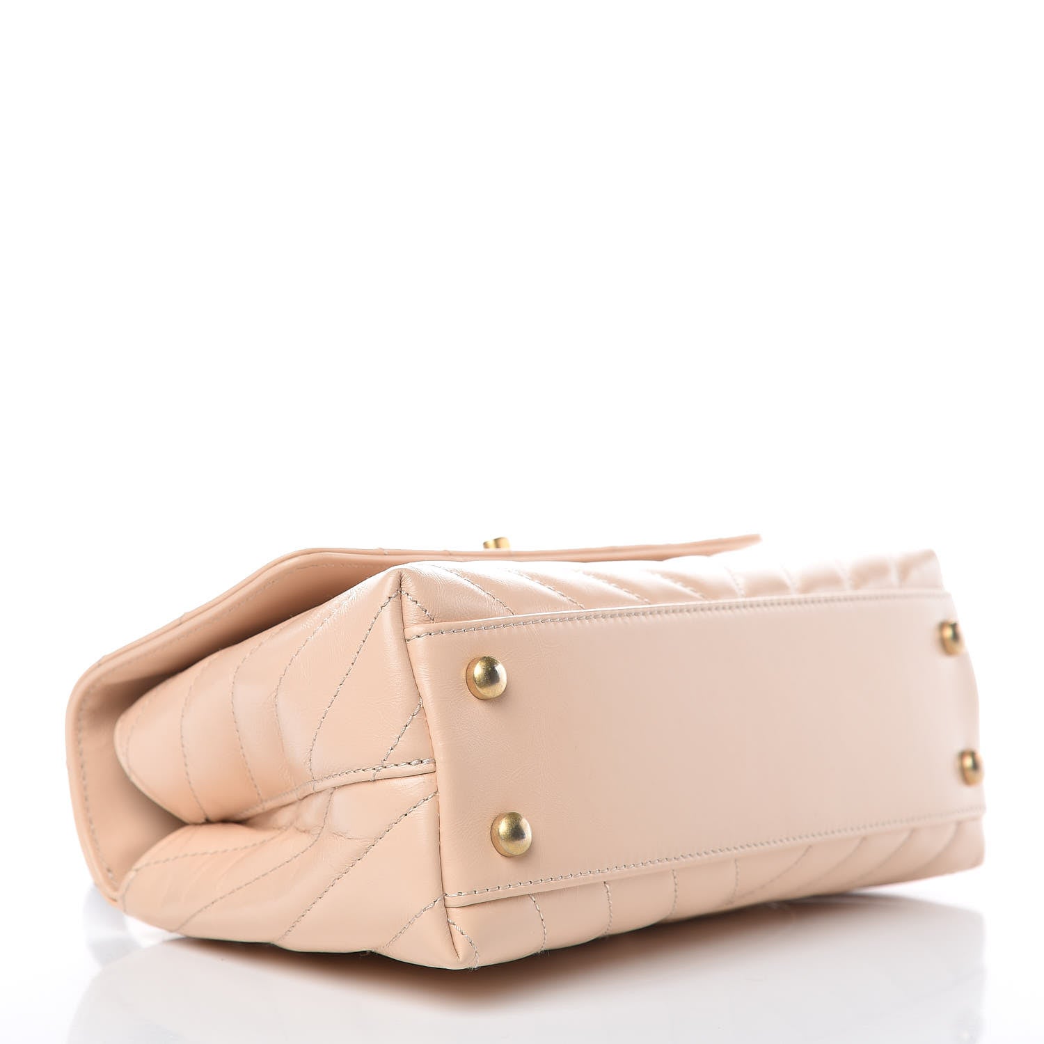 Chanel Calfskin Lizard Chevron Quilted Mini Coco Handle Flap Beige 4 of 11