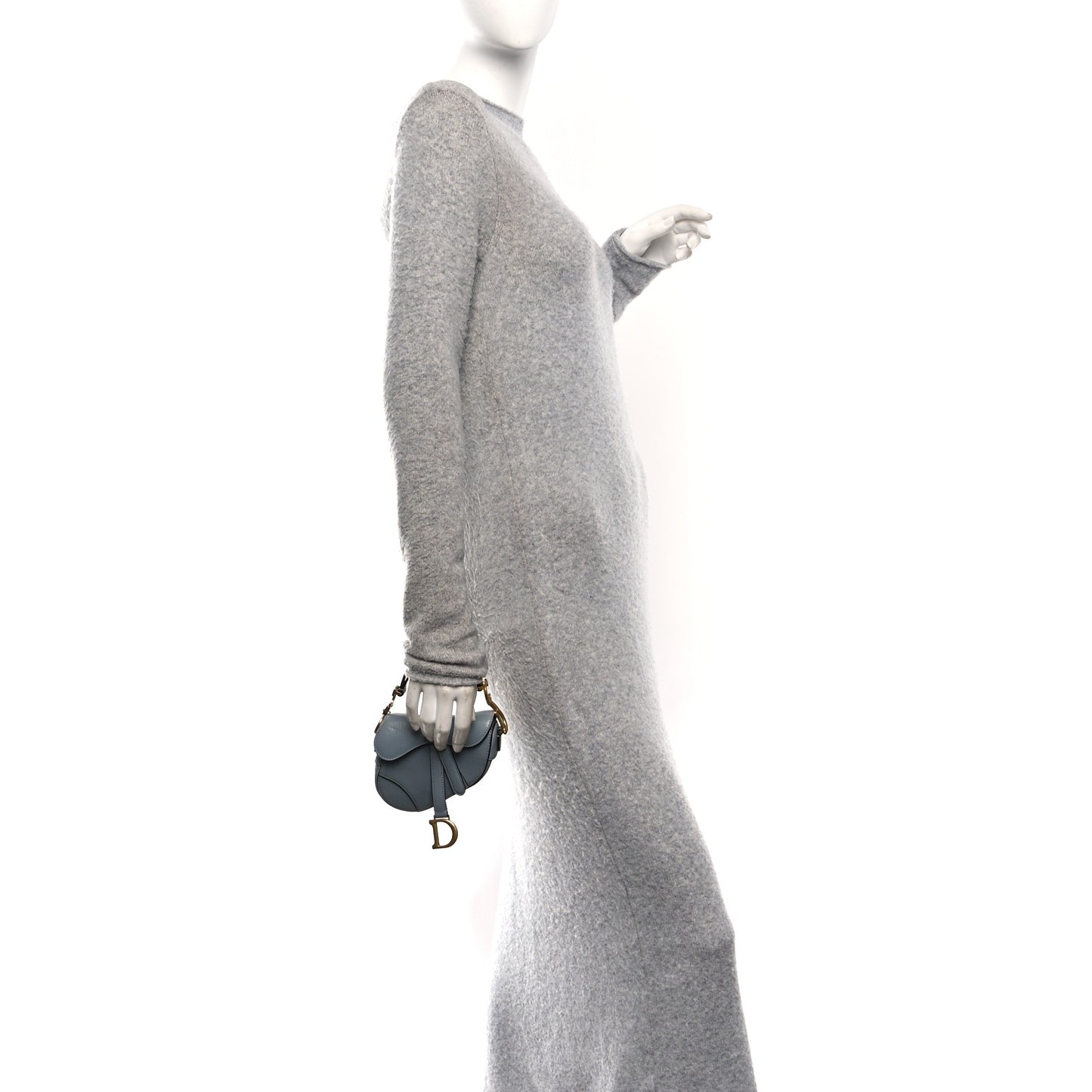 Grained Calfskin Mini Saddle Bag Sky Blue