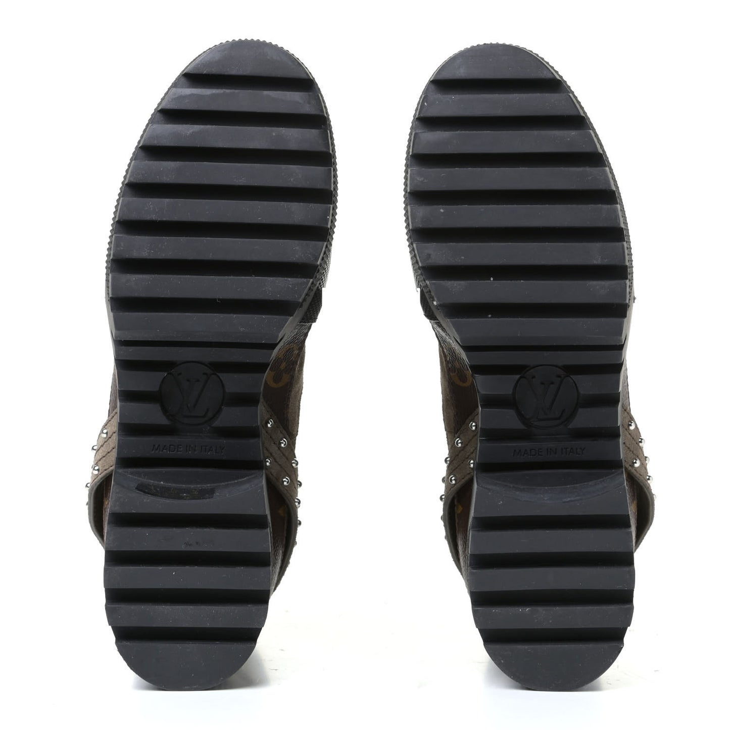 Suede Calfskin Monogram Laureate Platform Desert Boots 37 Kaki