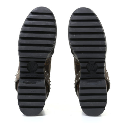 Louis Vuitton Suede Calfskin Monogram Laureate Platform Desert Boots 37 Kaki 4 of 7