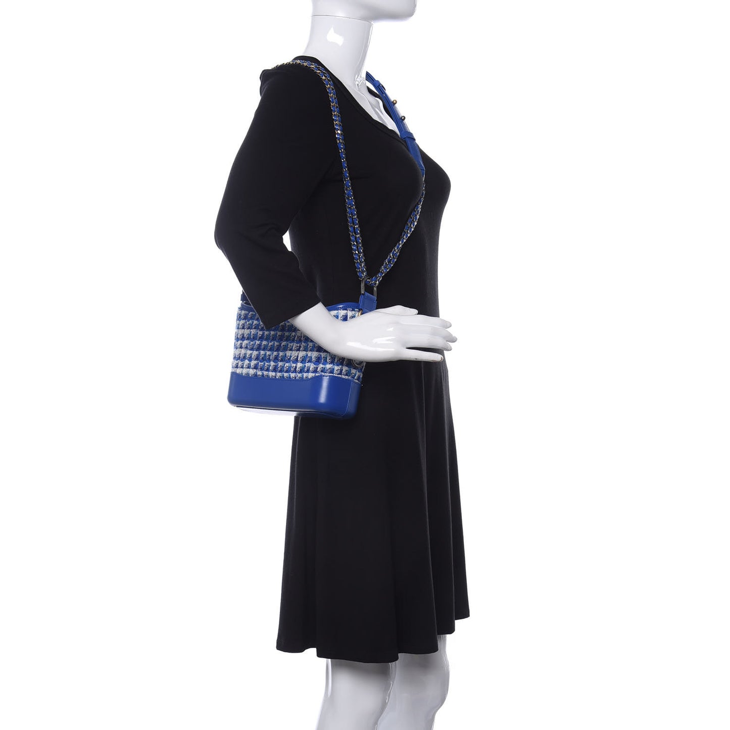 Tweed Calfskin Small Gabrielle Hobo Royal Blue