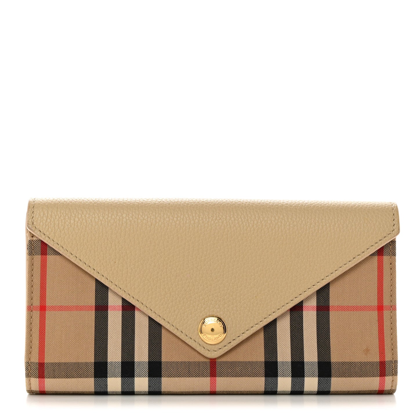 Vintage Check Grain Calfskin Halton Wallet Beige