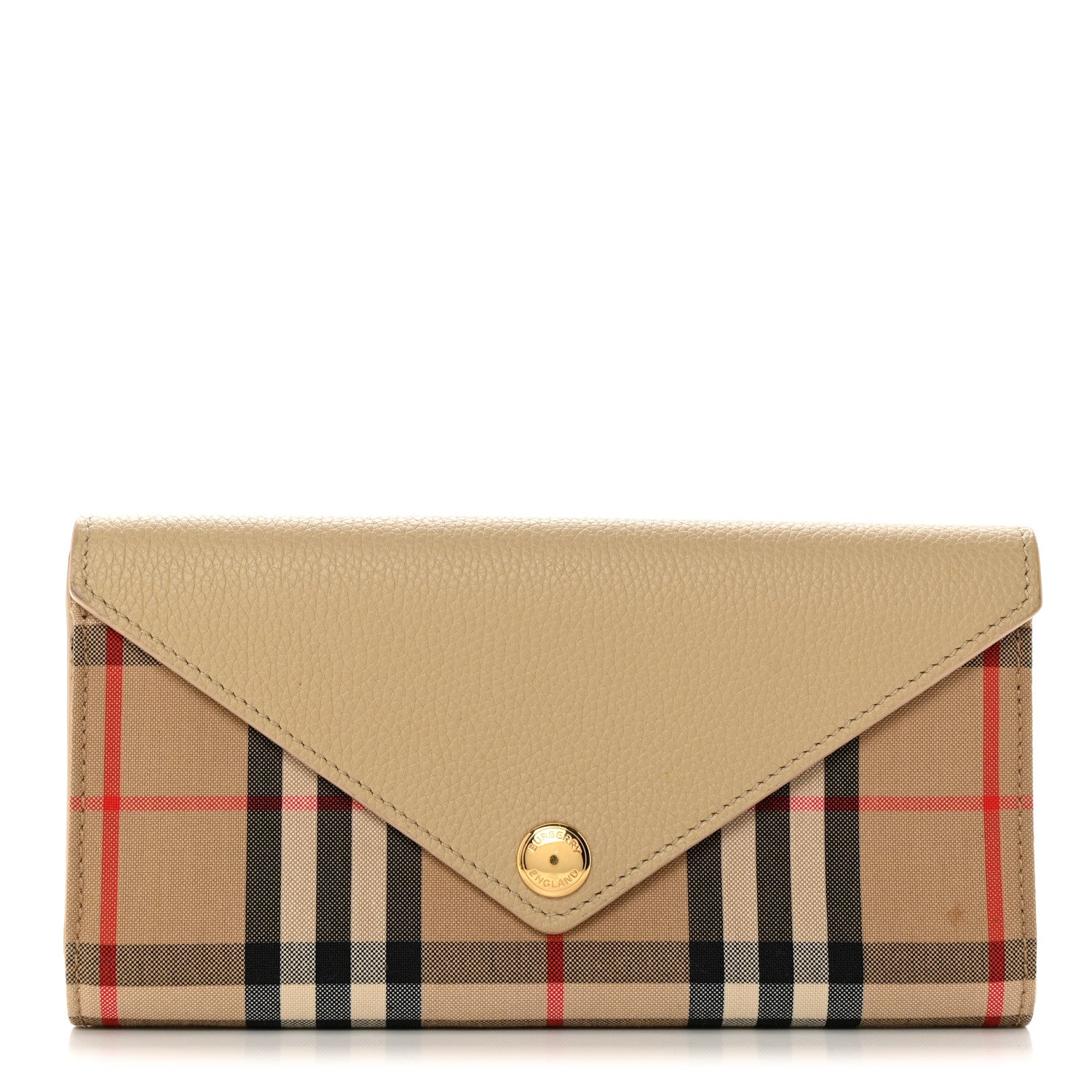 Burberry Vintage Check Grain Calfskin Halton Wallet Beige 1 of 9