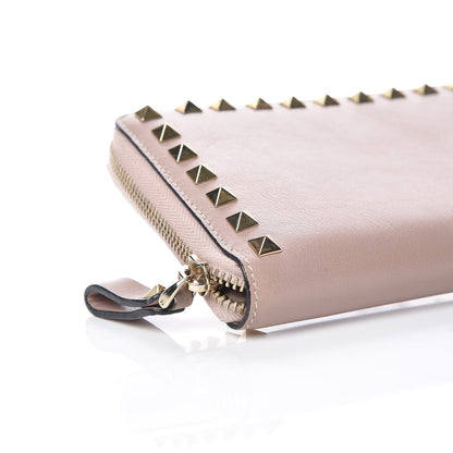 Valentino Garavani Calfskin Rockstud Zip Around Wallet Poudre 5 of 11