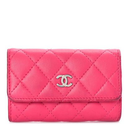 Chanel Lambskin Quilted Flap Card Holder Dark Pink 1 of 14