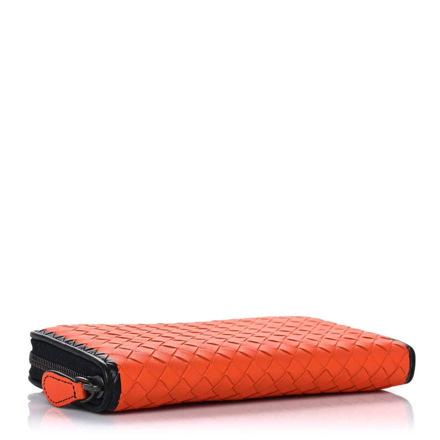 Nappa Intrecciato Zip Around Wallet Orange Black