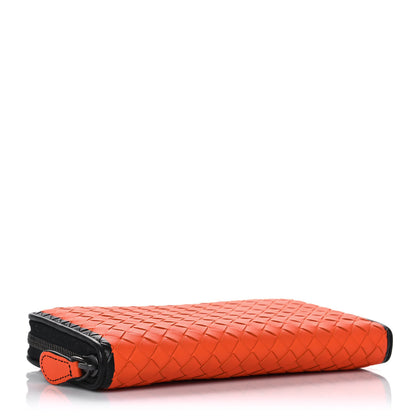 Bottega Veneta Nappa Intrecciato Zip Around Wallet Orange Black 4 of 10