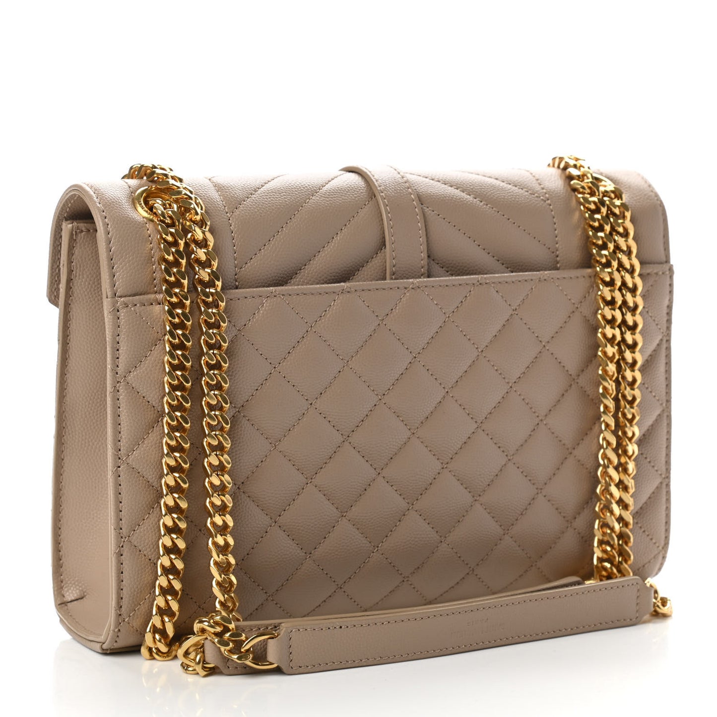 Grain De Poudre Textured Mixed Matelasse Medium Triquilt Monogram Satchel Dark Beige