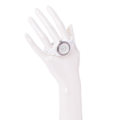 Chanel Stainless Steel Ceramic Diamond Pink Sapphire 29mm J12 Quartz Watch White 2 of 8