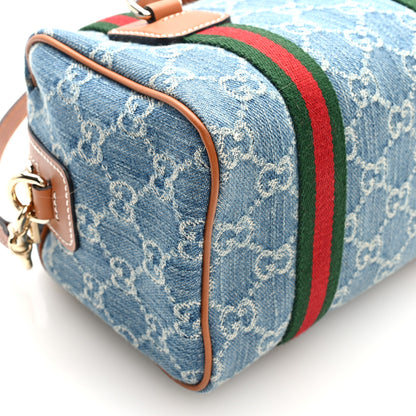Gucci GG Denim Calfskin Web Mini GG Top Handle Bag Light Blue White 8 of 9