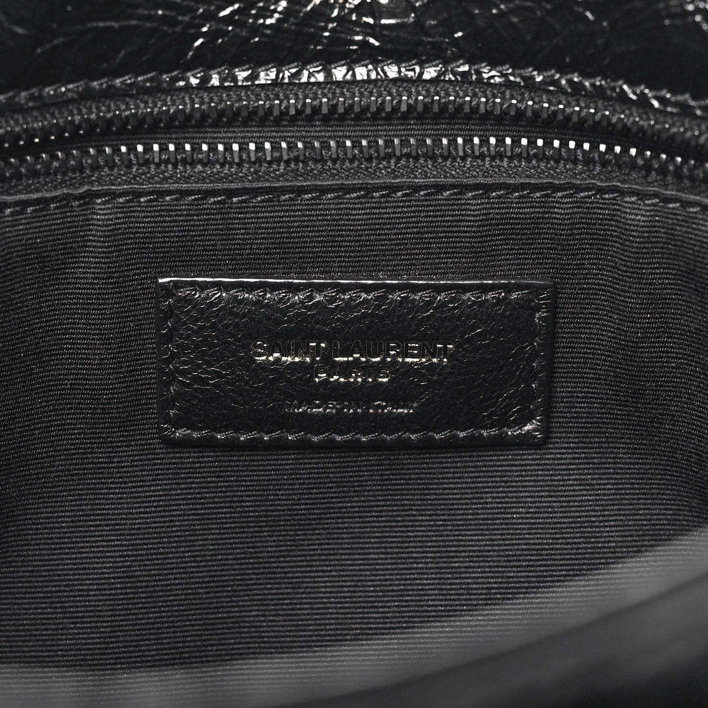 SAINT LAURENT Crinkled Calfskin Matelasse Monogram Medium Niki Chain Satchel Black