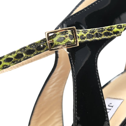 Jimmy Choo Patent Snakeskin Maiden Pumps 40 Black 8 of 9