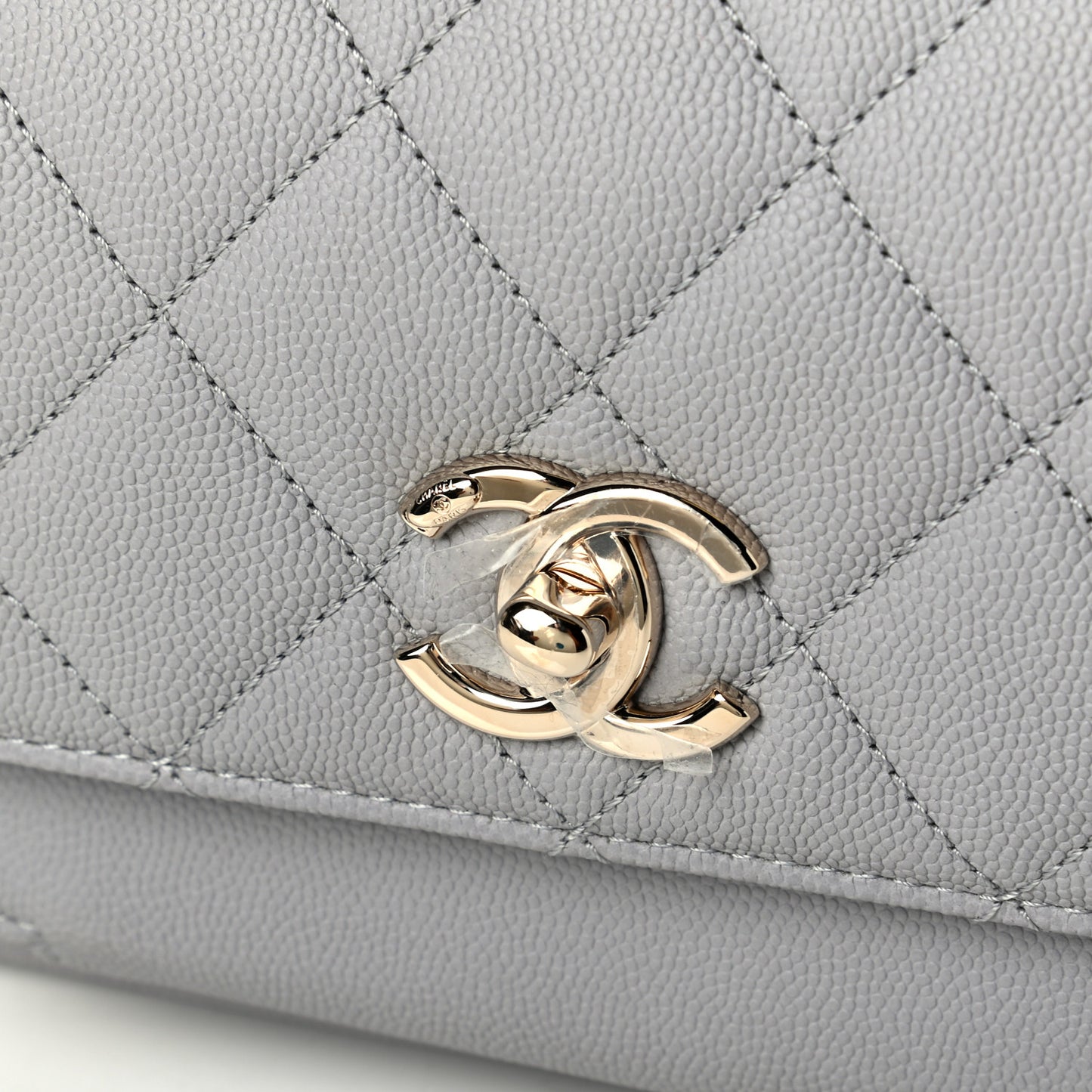 Caviar Quilted Small Business Affinity Flap Grey