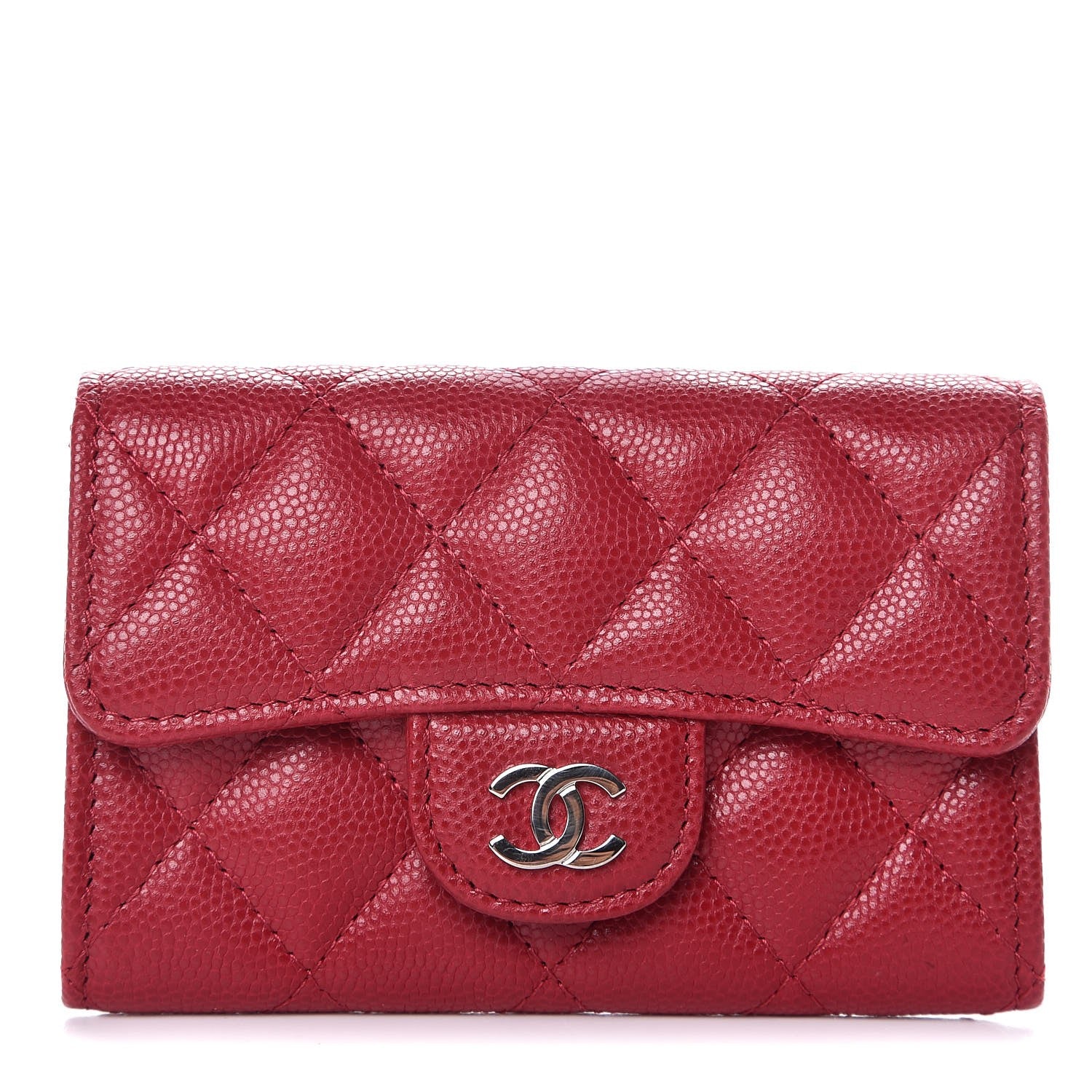 Chanel Caviar Quilted Card Holder Dark Pink 1 of 7