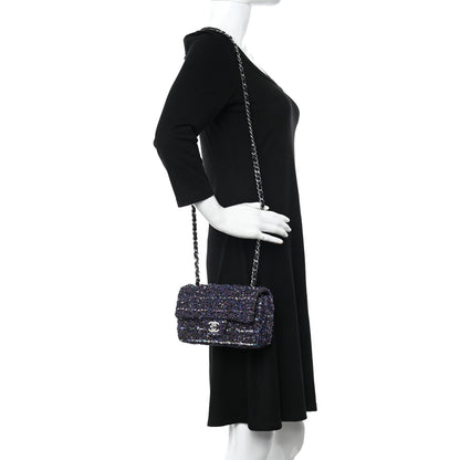 Chanel Tweed Quilted Mini Rectangular Flap Blue Purple Khaki Pink 2 of 12