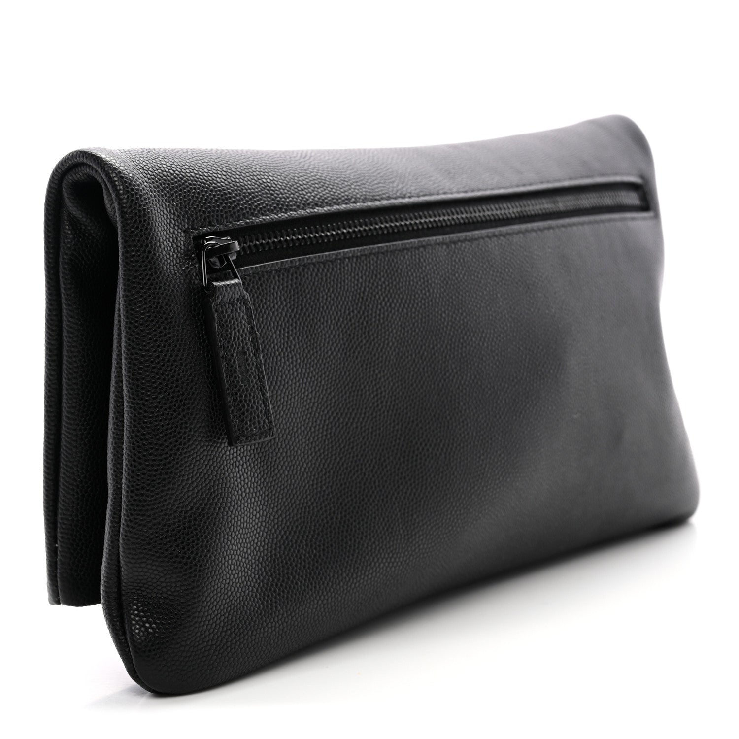Saint Laurent Grain De Poudre West Hollywood Monogram Fold Over Clutch Black 3 of 7