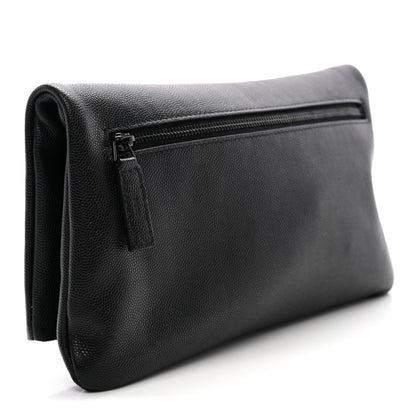 Saint Laurent Grain De Poudre West Hollywood Monogram Fold Over Clutch Black 3 of 7
