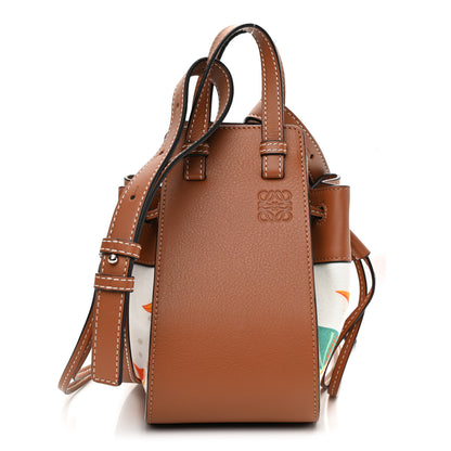 Loewe Calfskin Embroidered Floral Mini Hammock Shoulder Bag Tan White 1 of 10