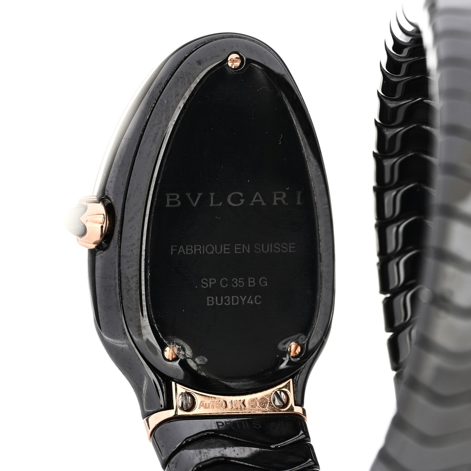 Bulgari 18K Rose Gold Ceramic Diamond Bezel 35mm Serpenti Tubogas Double Spiral Quartz Watch Black 4 of 5