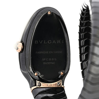 Bulgari 18K Rose Gold Ceramic Diamond Bezel 35mm Serpenti Tubogas Double Spiral Quartz Watch Black 4 of 5