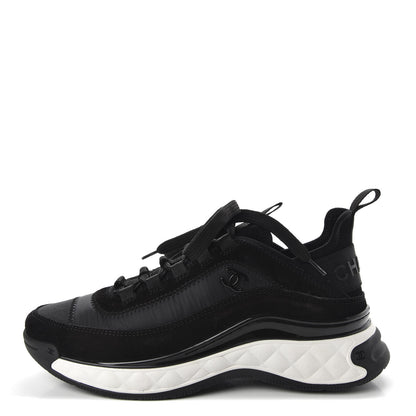 Chanel Fabric Calfskin Suede CC Sneakers 37 Black 1 of 10