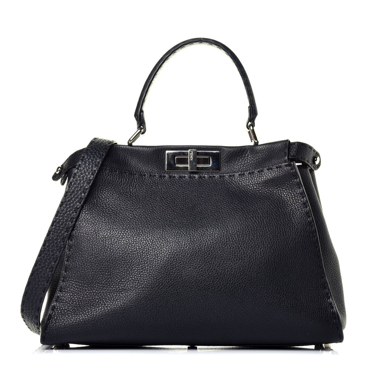Cuoio Romano Selleria Bi-Color Medium Peekaboo Iconic Satchel Black Mou