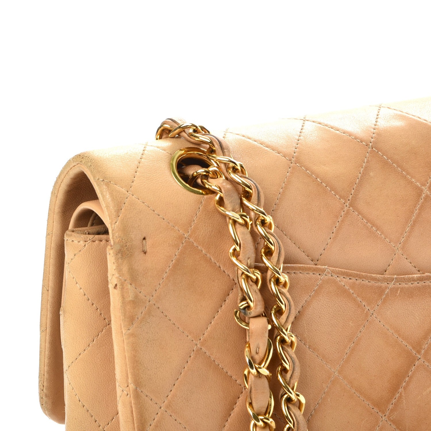 Chanel Lambskin Quilted Medium Double Flap Beige 15 of 20