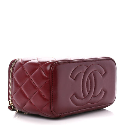 Chanel Lambskin Quilted Small Pillow Crush Vanity Case With Chain Dark Red 4 of 15