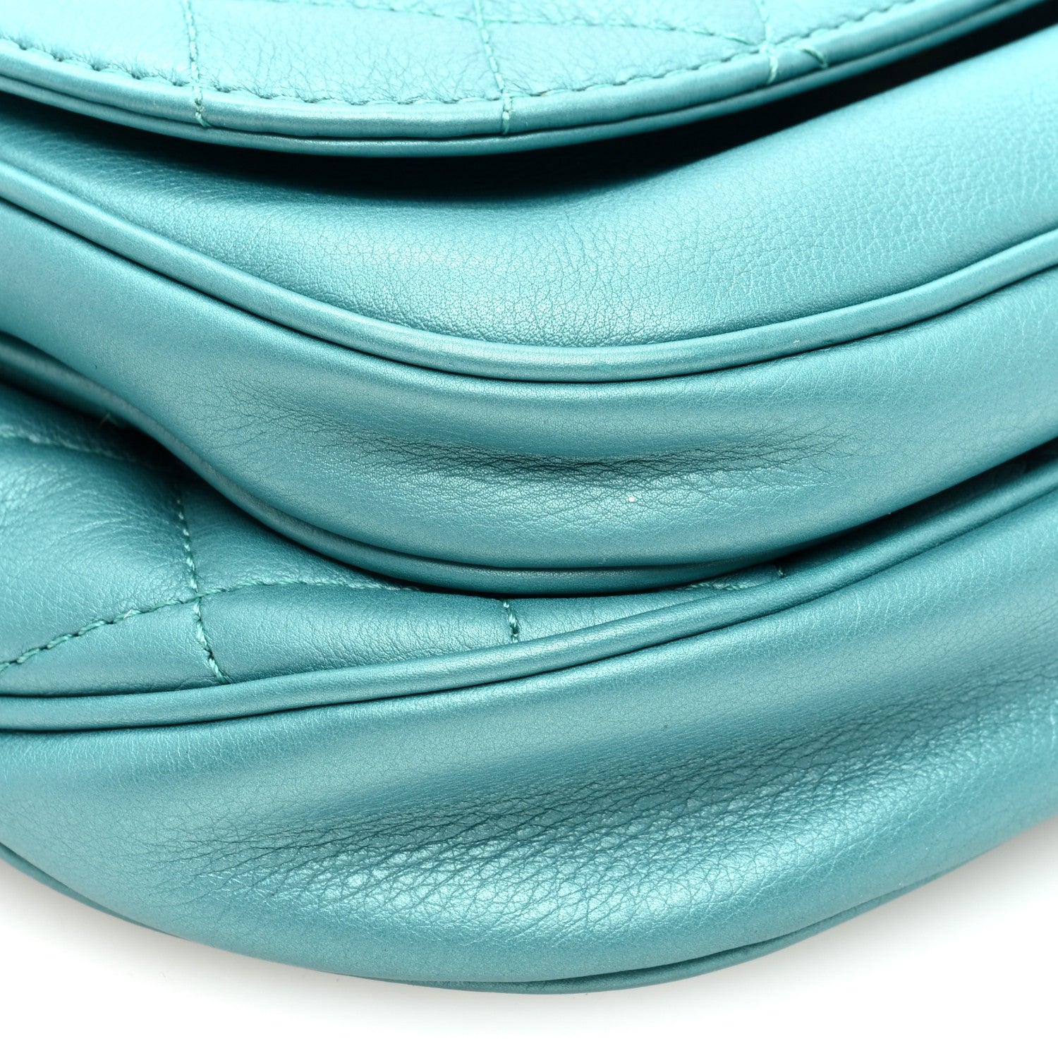 Chanel Metallic Calfskin Flap Chain Waist Bag Turquoise 11 of 12