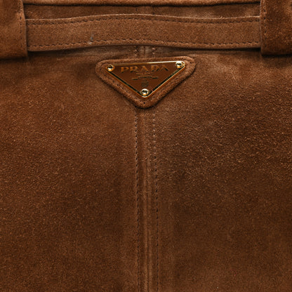 Prada Suede Large Bonnie Shoulder Bag Cocoa Brown 7 of 9