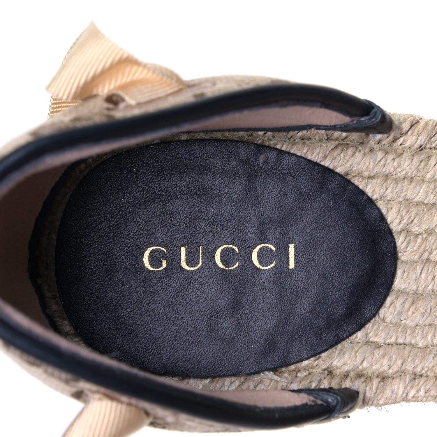 Gucci Monogram Matelasse GG Marmont Ankle Wrap Platform 35/120mm Espadrille Wedges 38.5 Beige Ebony Black Sand Storm 9 of 9