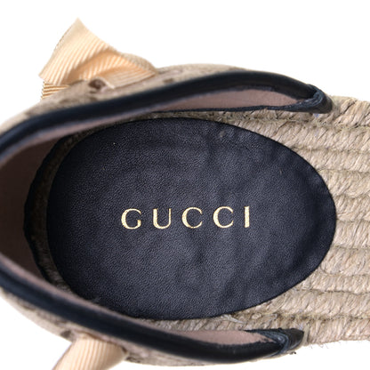 Gucci Monogram Matelasse GG Marmont Ankle Wrap Platform 35/120mm Espadrille Wedges 38.5 Beige Ebony Black Sand Storm 9 of 9
