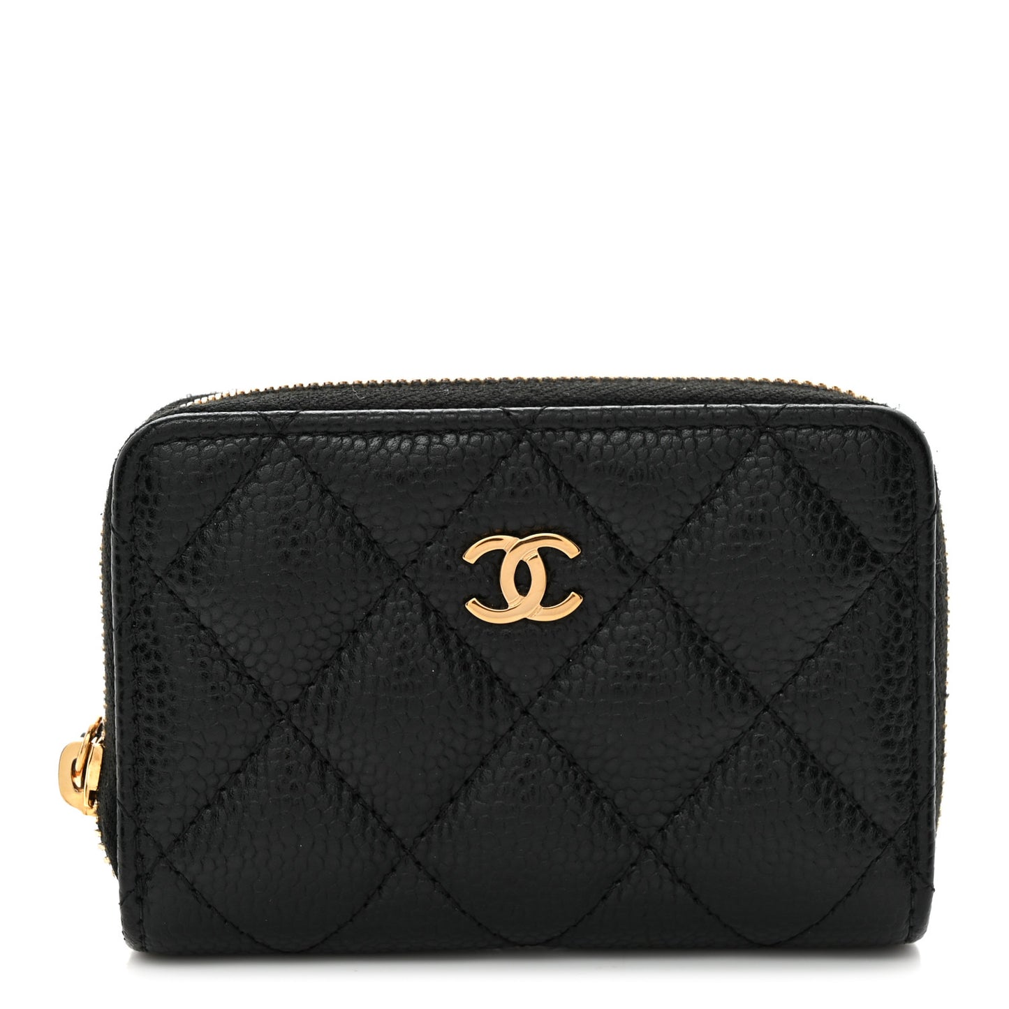 Caviar Quilted Zip Coin Purse Black
