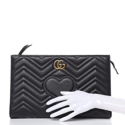 Gucci Calfskin Matelasse GG Marmont Clutch Black 4 of 21