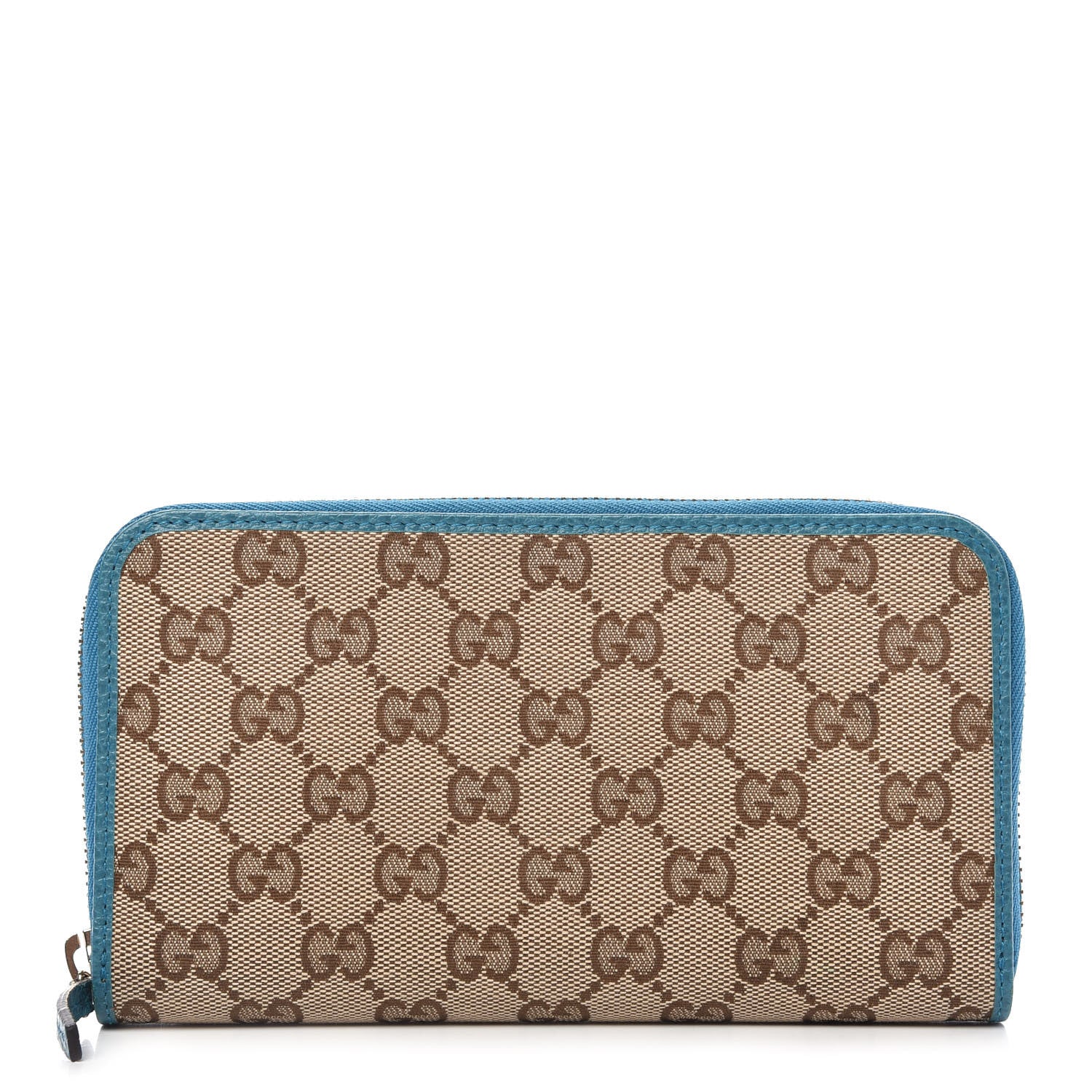 Gucci Monogram Dollar Calfskin Zip Around Wallet Beige Ebony Deep Cobalt 1 of 9