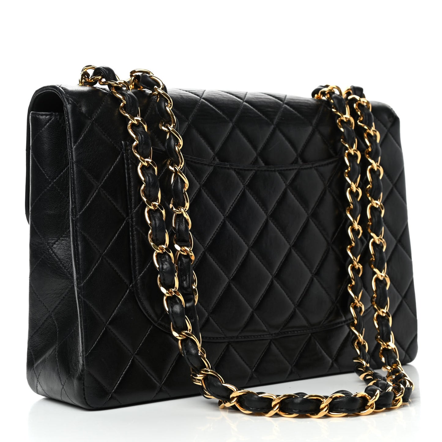 Lambskin Quilted Jumbo Single Flap Black