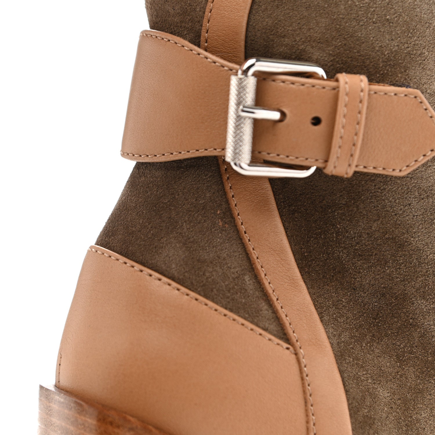Christian Louboutin Suede Calfskin Macademia 100 Biker Platform Boots 36 Silex Light Cuir Dark Beige 10 of 11