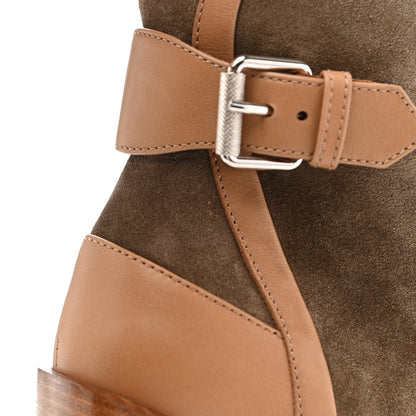 Christian Louboutin Suede Calfskin Macademia 100 Biker Platform Boots 36 Silex Light Cuir Dark Beige 10 of 11