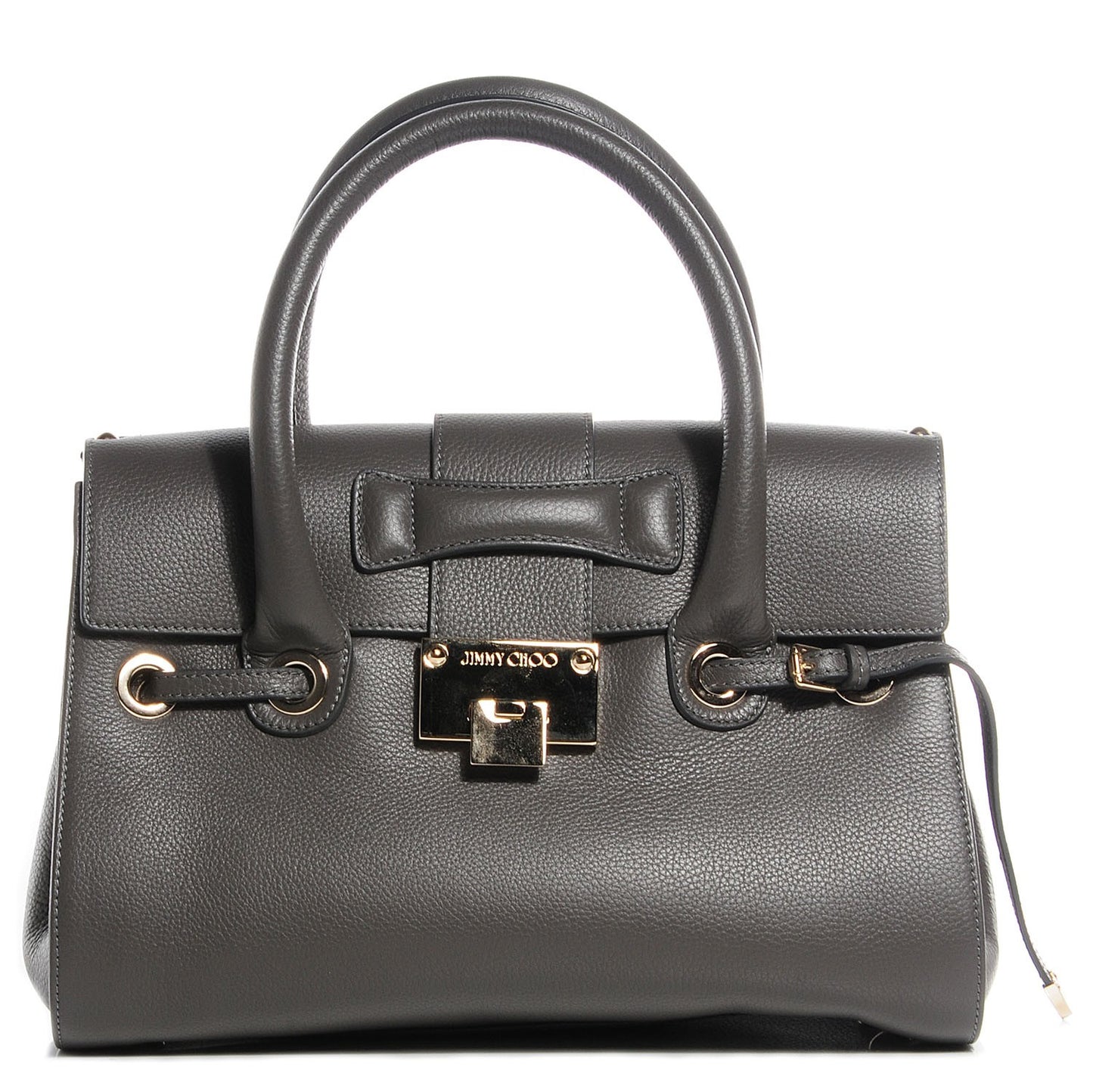Grainy Calfskin Large Rosalie Satchel Grey