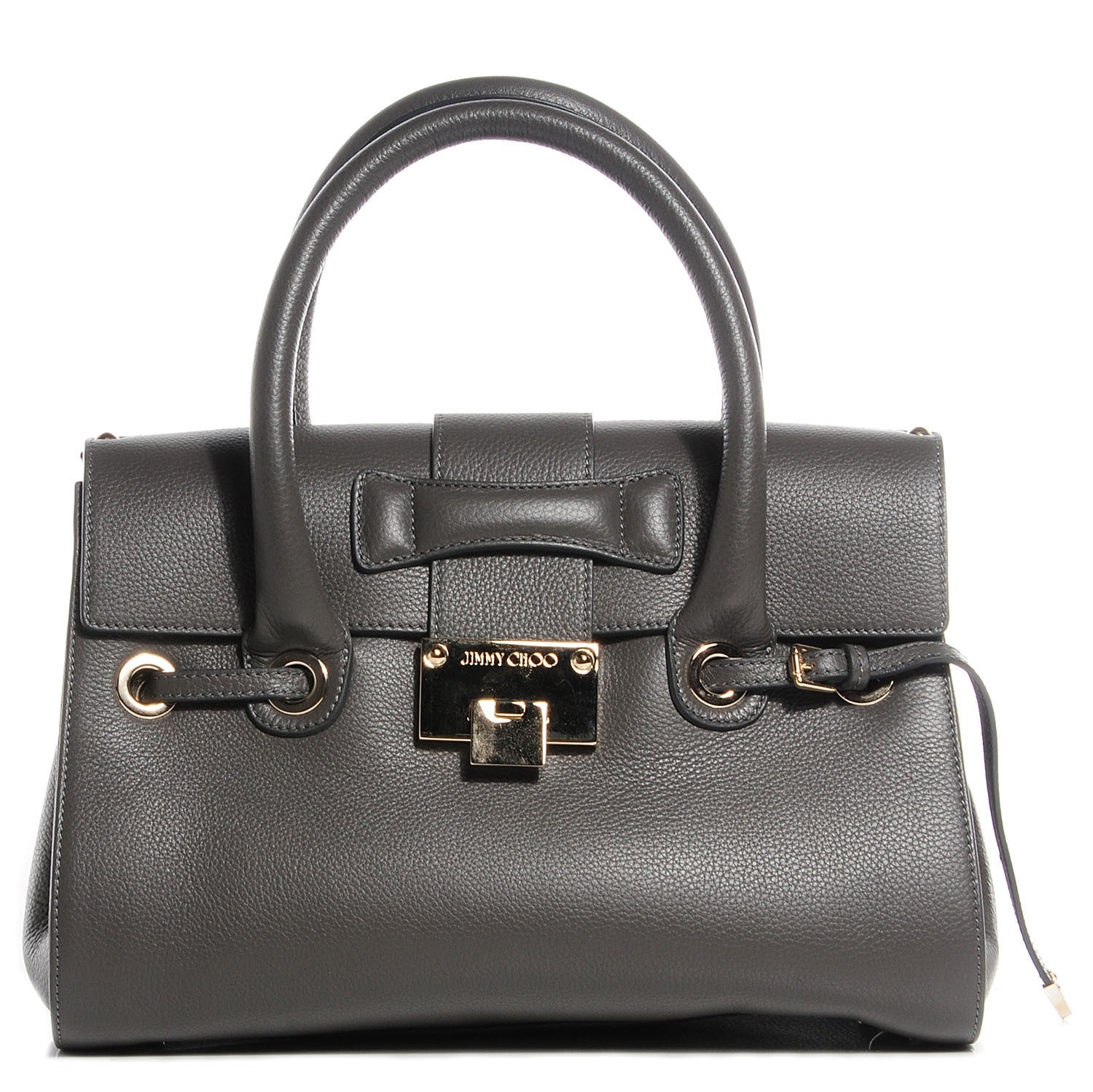 Jimmy Choo Grainy Calfskin Large Rosalie Satchel Grey 1 of 7