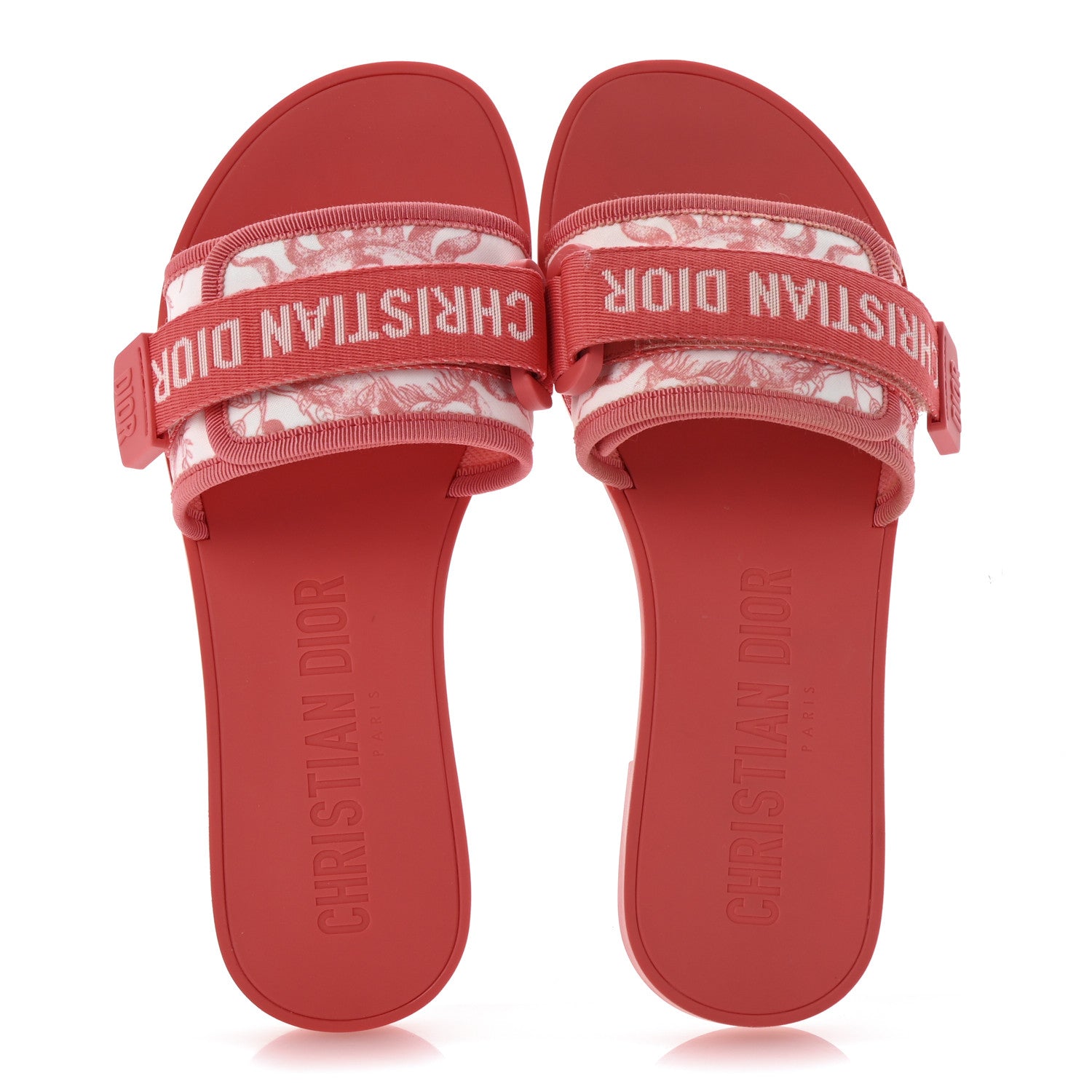 Christian Dior Technical Stretch Fabric Dio(r)evolution Toile De Jouy Slide Sandals 35 Coral 2 of 11