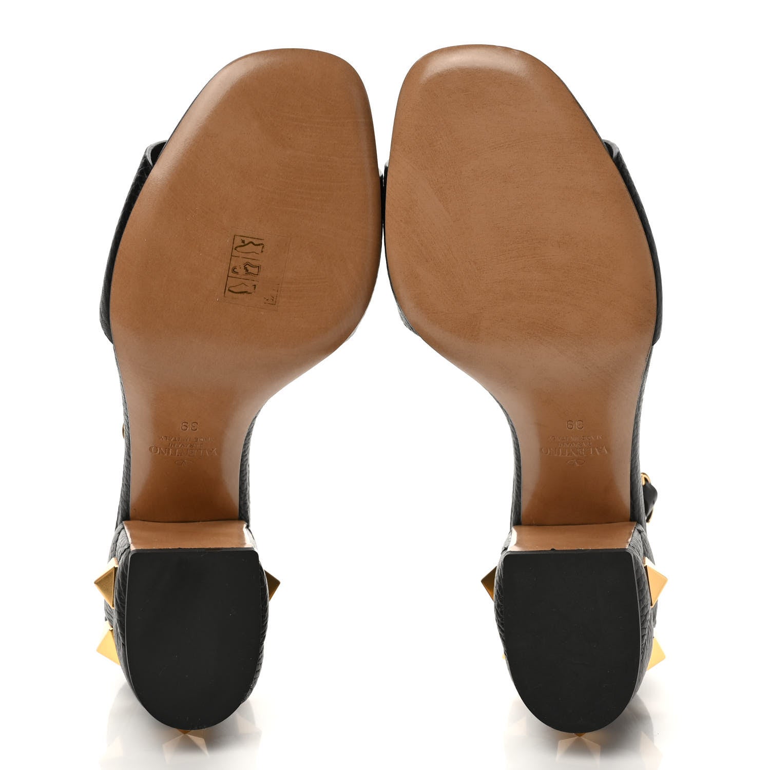 Valentino Garavani Grained Calfskin Roman Stud Ankle Strap 75mm Sandals 39 Black 5 of 7