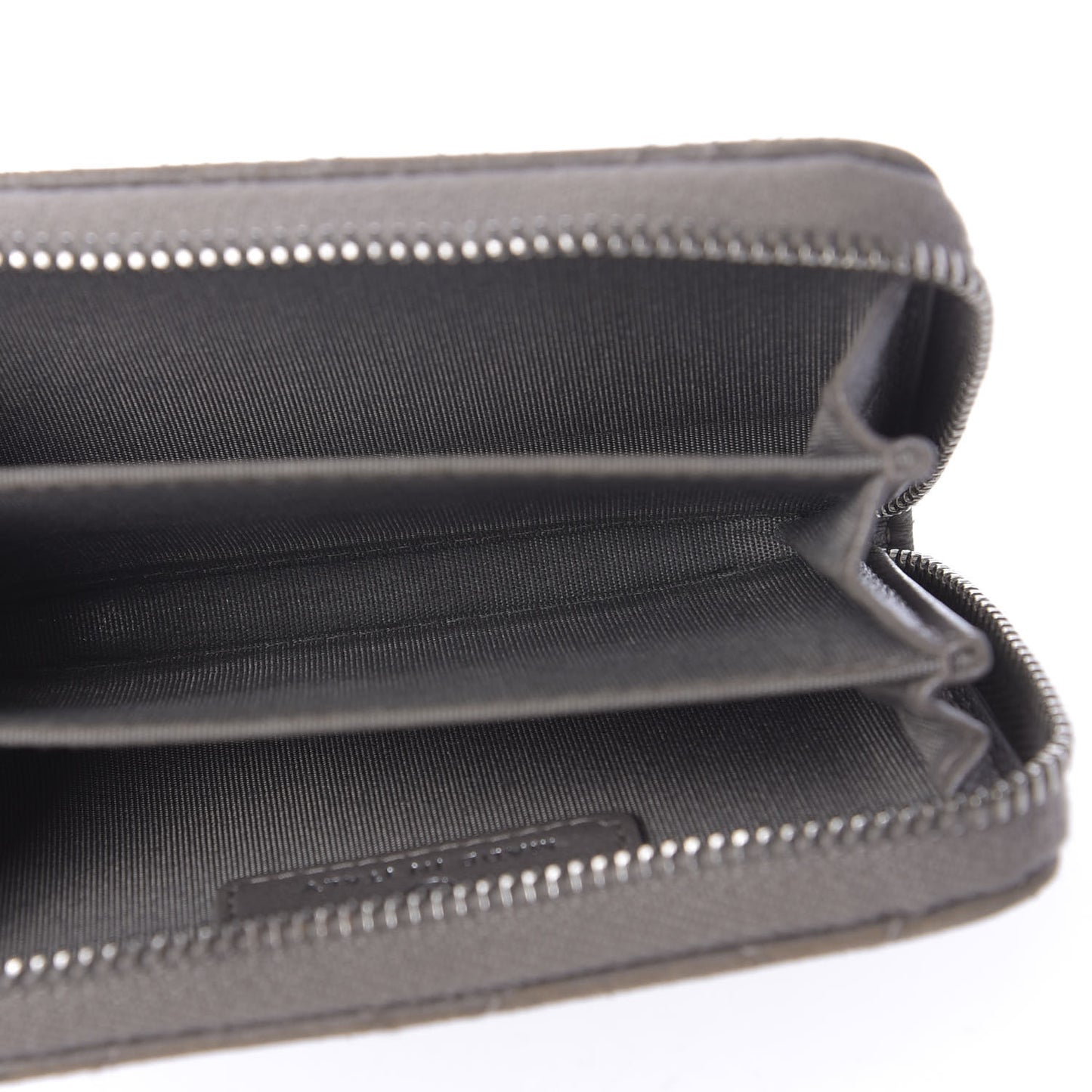 Calfskin Resin Quilted Zip Around Coin Purse Grey