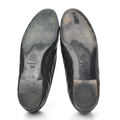 Chanel Aged Calfskin Quilted CC Cap Toe Ballerina Flats 38.5 Black 5 of 20