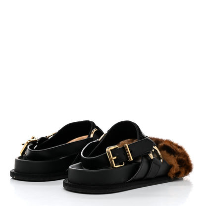 Fendi Vitello Mink F is Fendi FF Slingback Flat Sandals 39.5 Tobacco Black 4 of 8