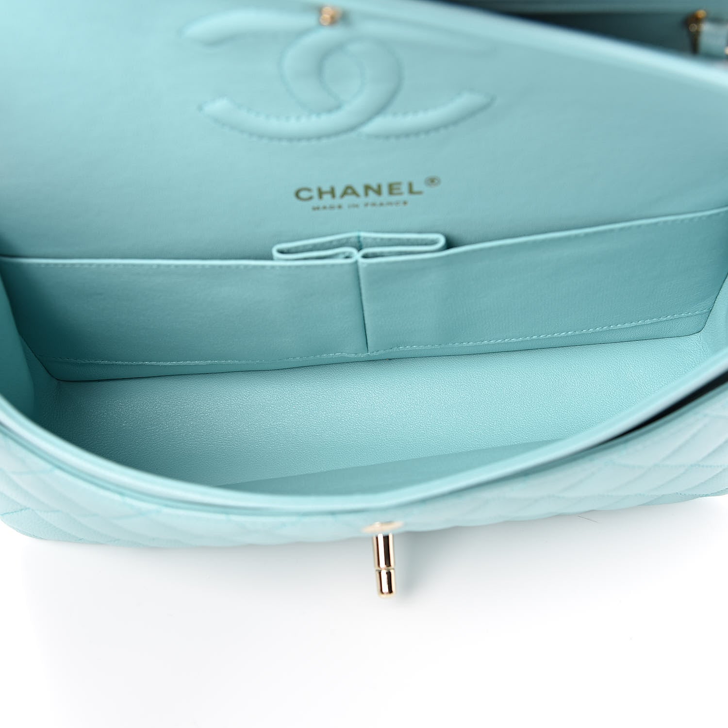 Chanel Caviar Quilted Medium Double Flap Light Blue 5 of 11